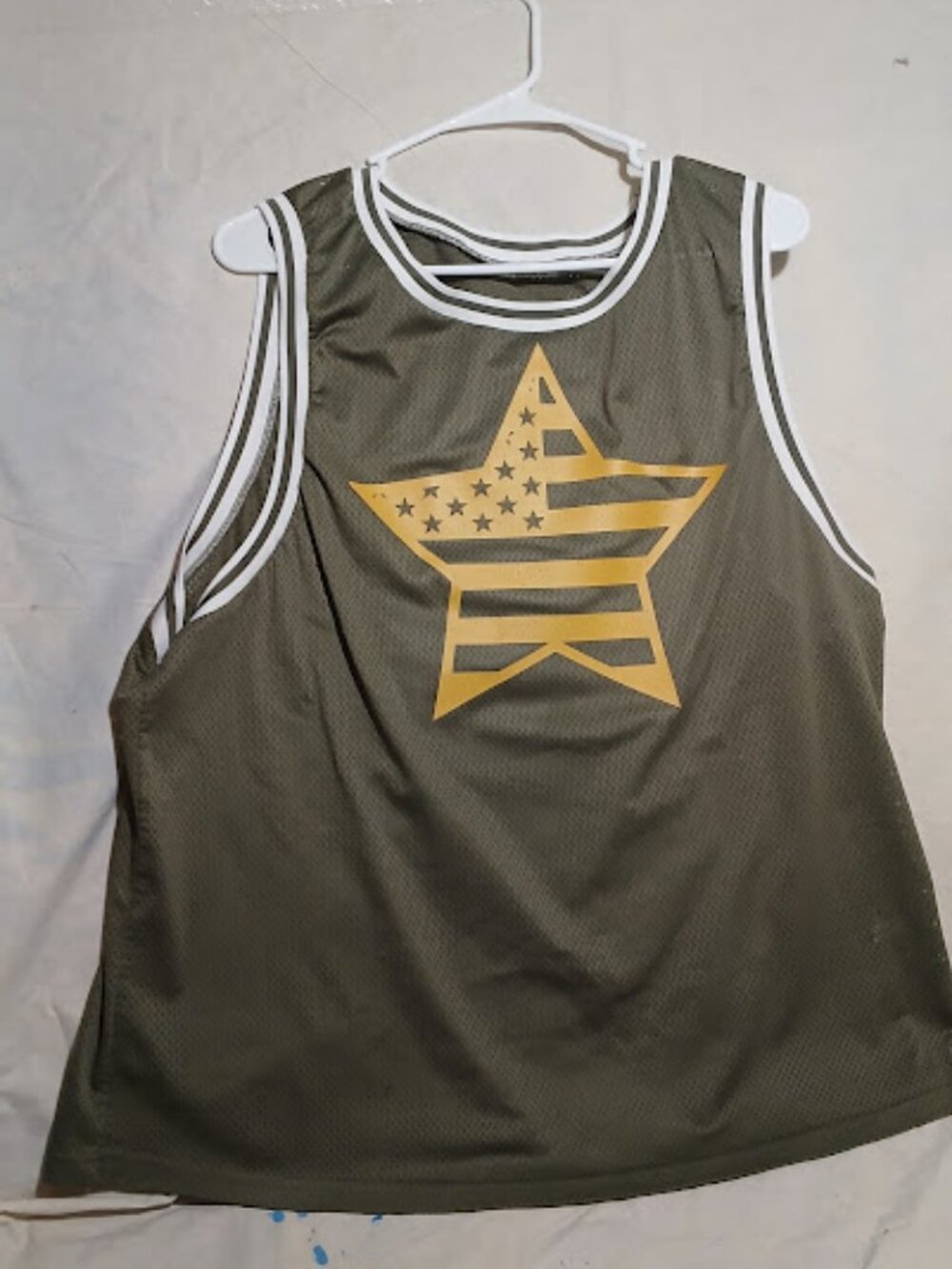 Green mesh Vintage Tank top, Patriotic Star graphic